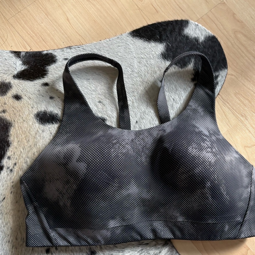 ATHLETA Phenomena Adjustable Racer Back Sports Bra‎ 36C High Impact Black Marble
